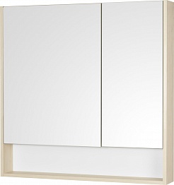 Акватон Зеркальный шкаф Сканди 85 дуб верона, белый – фотография-1